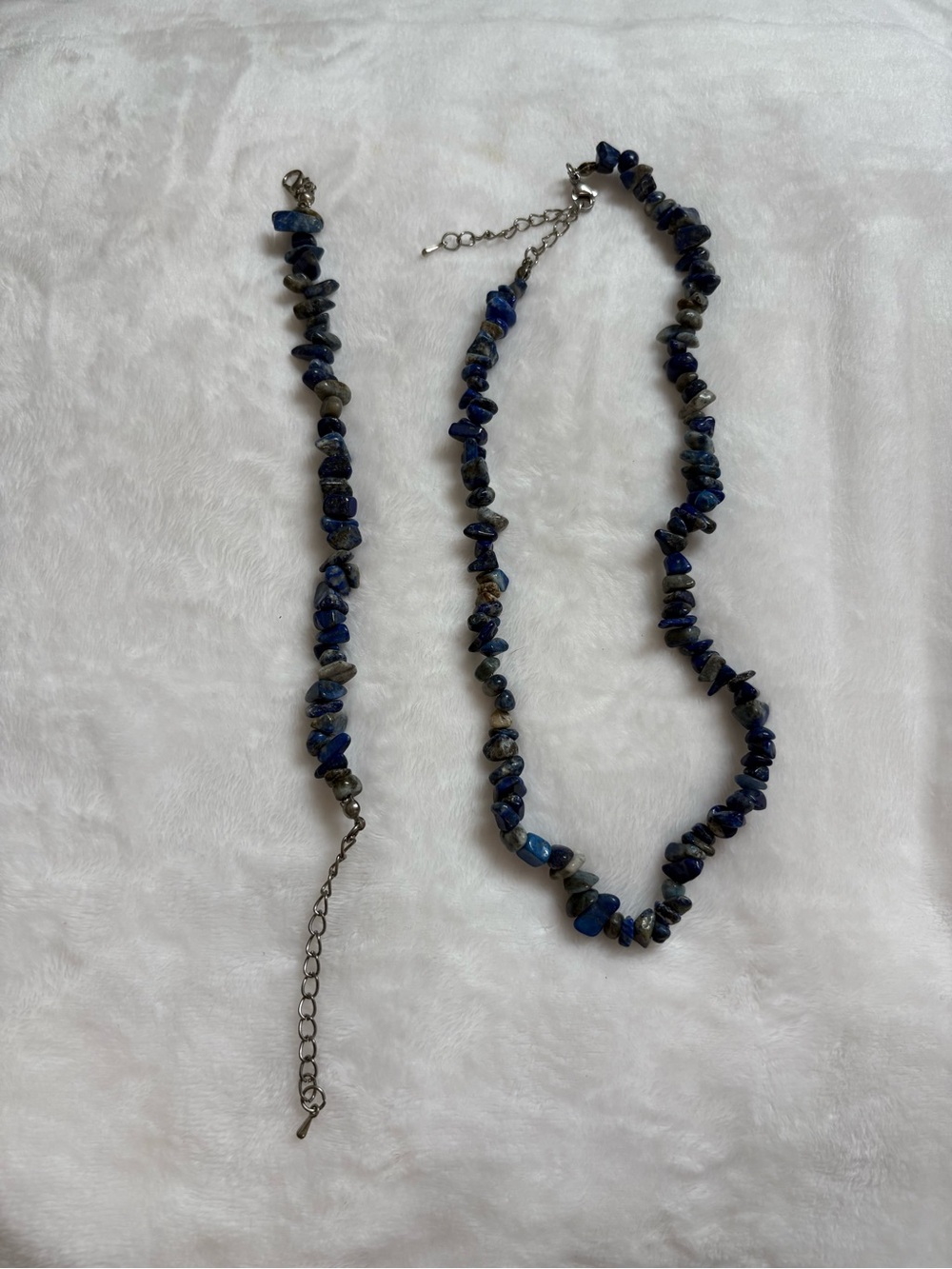Blue Lapis or Sodalite Chip Necklace and Bracelet Set